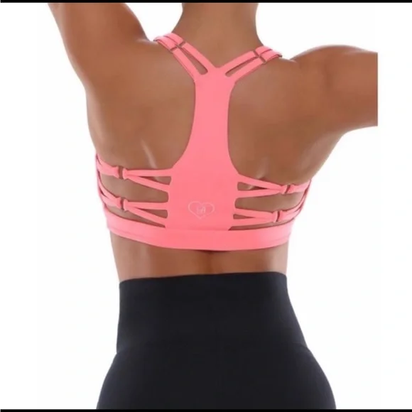 Bombshell sportswear tickle my back braid coral peach Sports Bra medium m - Picture 2 of 8